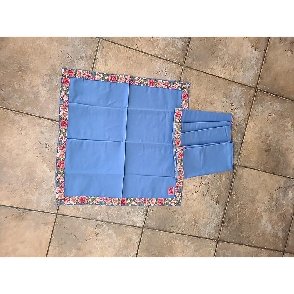 Pier 1 Imports FloralTrim 100% Cotton Napkins Set of 5 royal blue 20"